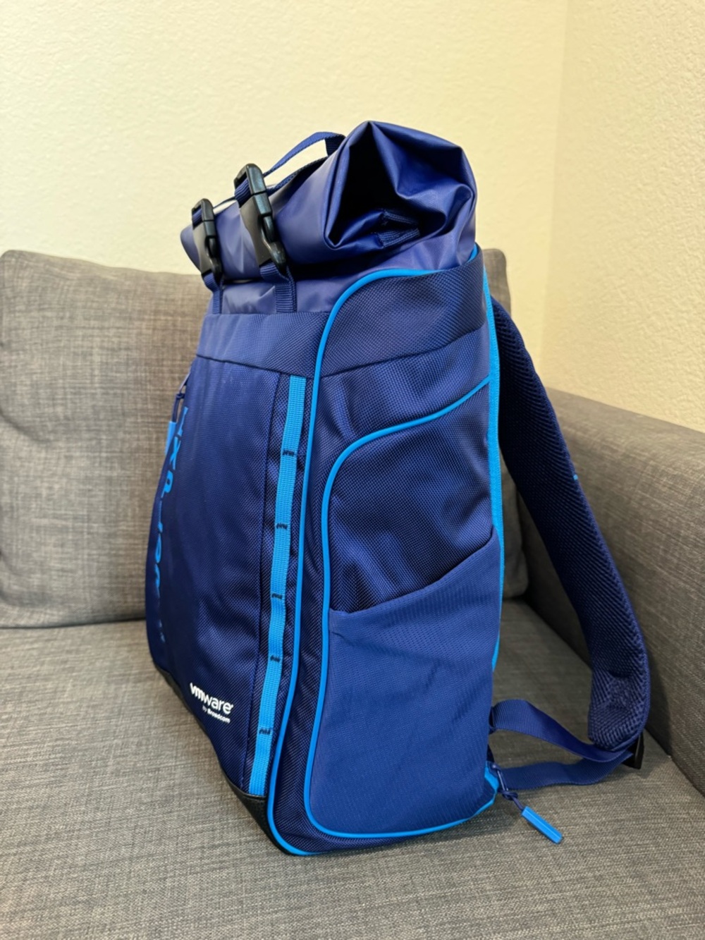 NEW - Blue Roll-Top Multiple Pockets Backpack 🎒 - Picture 3 of 16